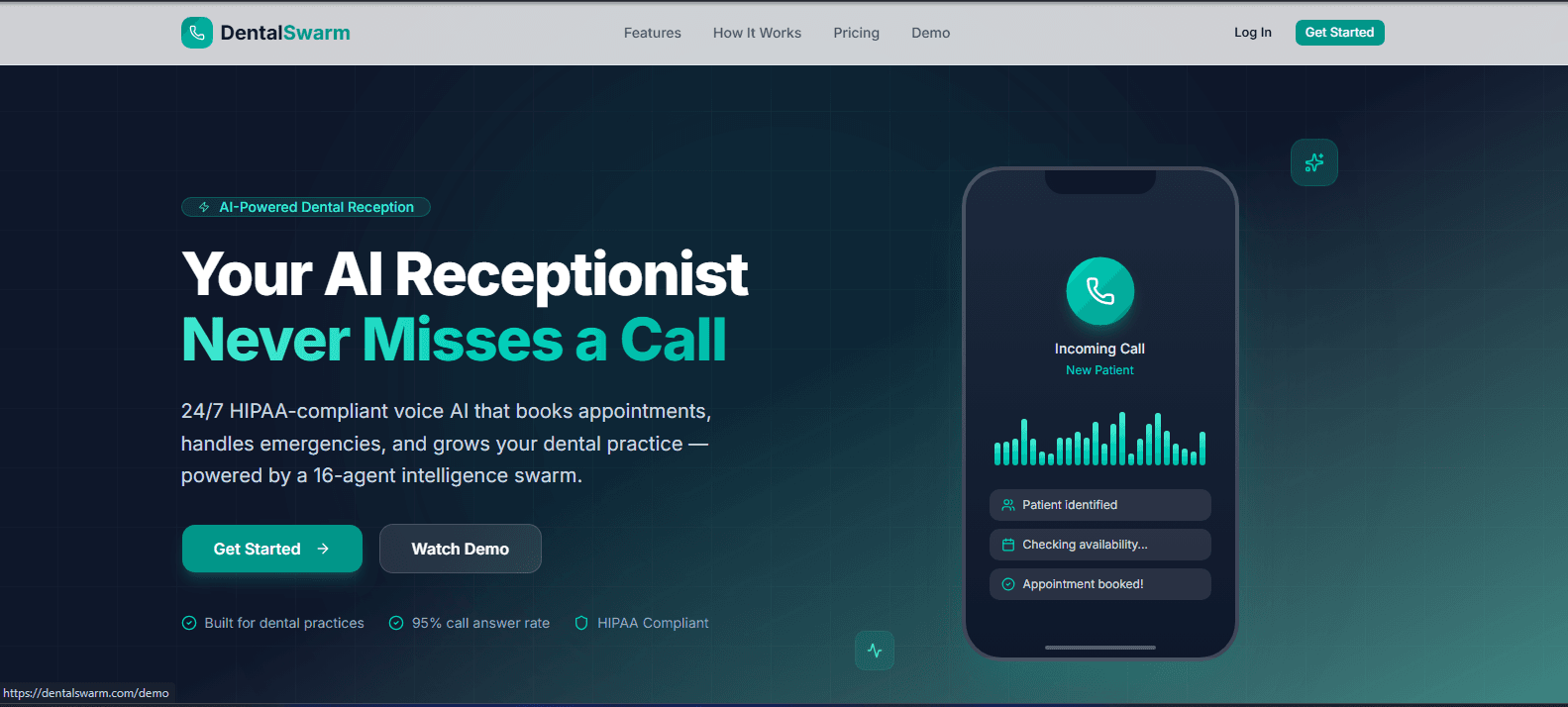Dental Voice Receptionist interface