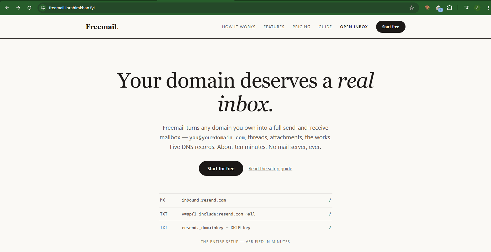 Freemail interface
